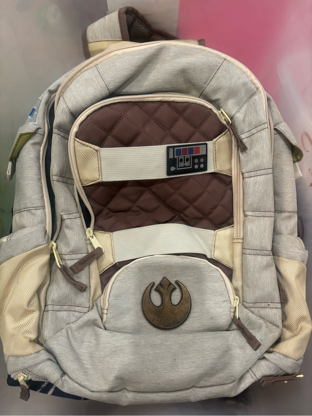 Bioworld Beige and Brown Rebel Emblem Backpack